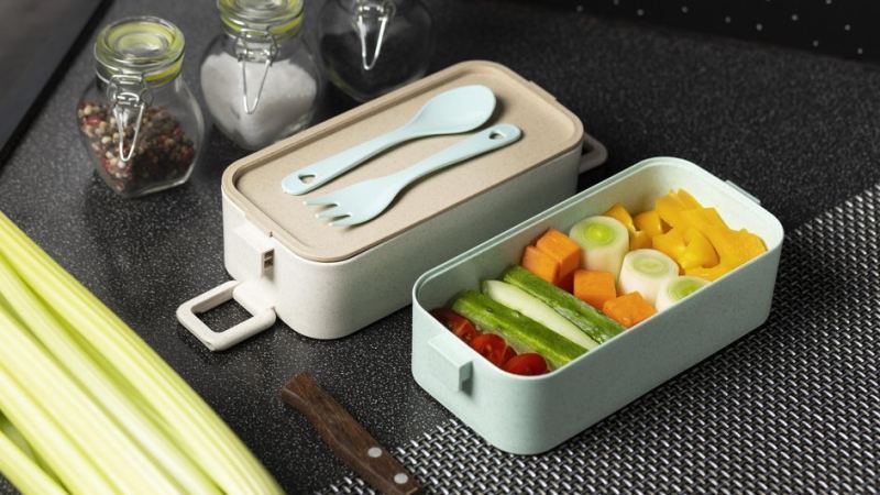 Приготовленная еда в ланч-боксе с подогревом