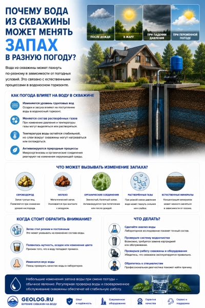 Почему вода из скважины может менять запах в разную погоду